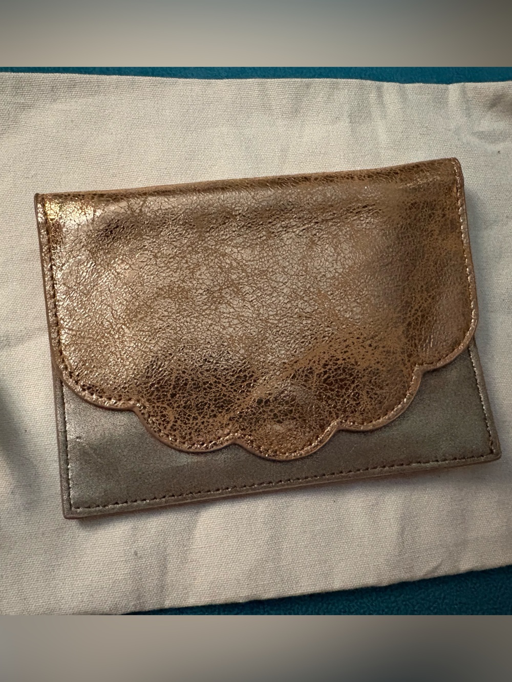 Metallic Scallop Card Holder Wallet - Bronze